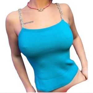 House of Harlow 1960 Turquoise Camisole with Silver Straps